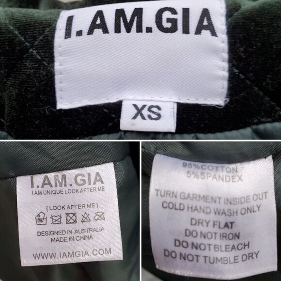 I.AM.GIA Contraband Quilted Green Velvet Velour Puffy Oversized Bomber Jacket XS - Picture 7 of 8